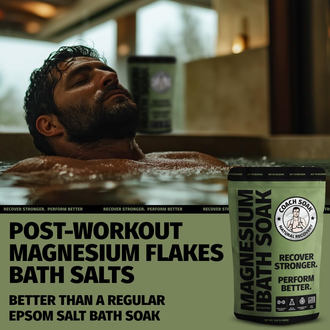 Ultimate Recovery Bath Soak with Eucalyptus & Tea Tree - Fast-Absorbing Magnesium Flakes and Mineral-Rich Dead Sea Salt for Soothing Relaxation - 3 Lb Pack