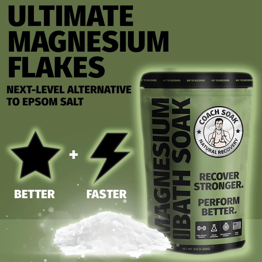 Ultimate Recovery Bath Soak with Eucalyptus & Tea Tree - Fast-Absorbing Magnesium Flakes and Mineral-Rich Dead Sea Salt for Soothing Relaxation - 3 Lb Pack
