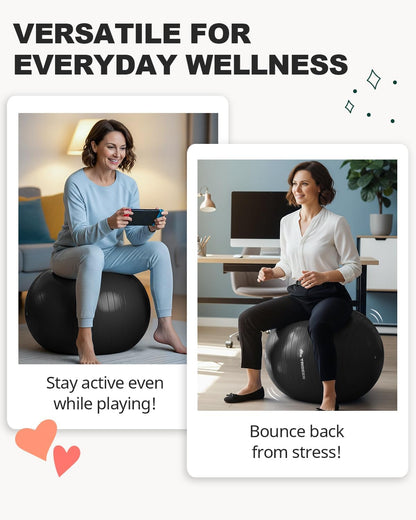Transform Your Fitness Routine with Our Premium Exercise Ball – Perfect for Yoga, Pilates, and Core Training, Includes Quick Pump and Available in 5 Sizes