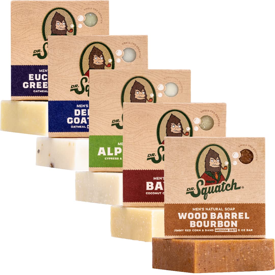 Ultimate Natural Bar Soap Gift Set for Men - Indulge in 5 Refreshing Scents: Rainforest Rapids, Coconut Castaway, Fresh Falls, Summer Citrus & Eucalyptus Greek Yogurt (5 Oz Each)