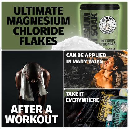 Ultimate Recovery Bath Soak with Eucalyptus & Tea Tree - Fast-Absorbing Magnesium Flakes and Mineral-Rich Dead Sea Salt for Soothing Relaxation - 3 Lb Pack