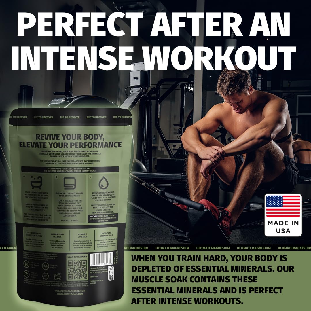 Ultimate Recovery Bath Soak with Eucalyptus & Tea Tree - Fast-Absorbing Magnesium Flakes and Mineral-Rich Dead Sea Salt for Soothing Relaxation - 3 Lb Pack