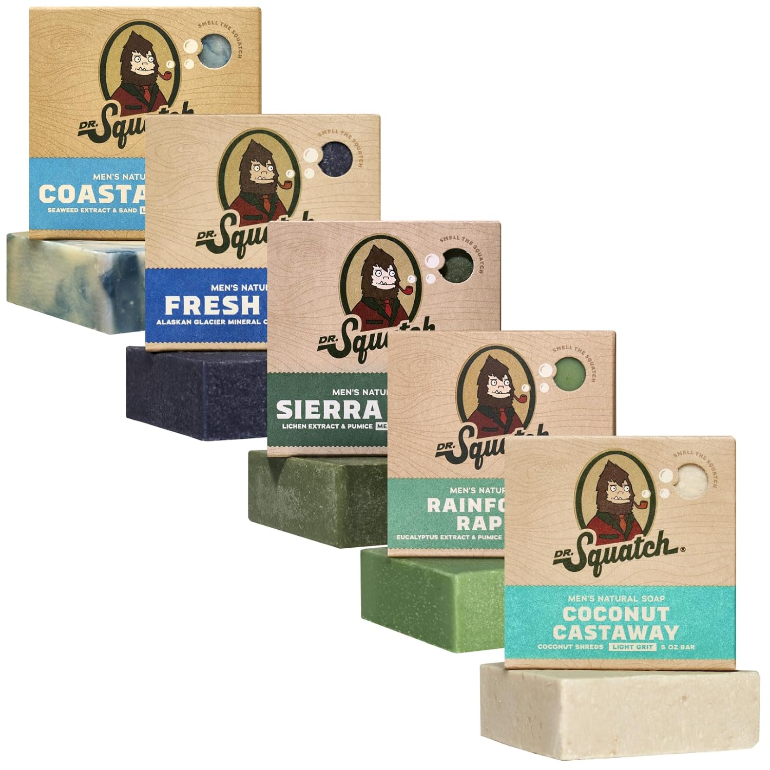 Ultimate Natural Bar Soap Gift Set for Men - Indulge in 5 Refreshing Scents: Rainforest Rapids, Coconut Castaway, Fresh Falls, Summer Citrus & Eucalyptus Greek Yogurt (5 Oz Each)