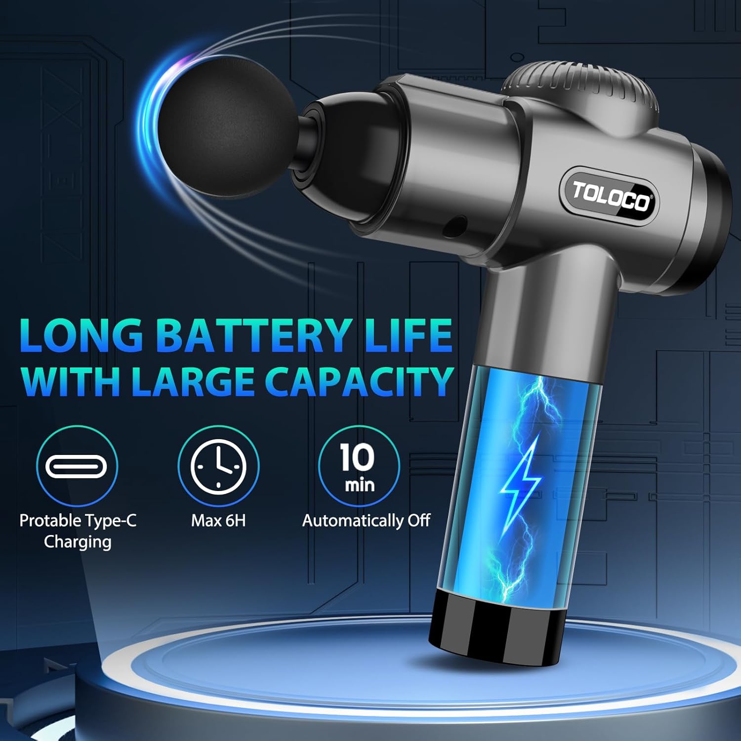 Massage Gun, Deep Tissue Back Massager for Athletes with 10 Massage Heads, Electric Muscle Percussion Massager for Any Pain Relief, FSA and HSA Eligible, Gifts for Fathers Day, Grey