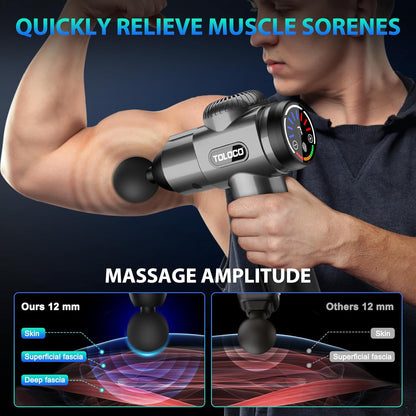 Massage Gun, Deep Tissue Back Massager for Athletes with 10 Massage Heads, Electric Muscle Percussion Massager for Any Pain Relief, FSA and HSA Eligible, Gifts for Fathers Day, Grey