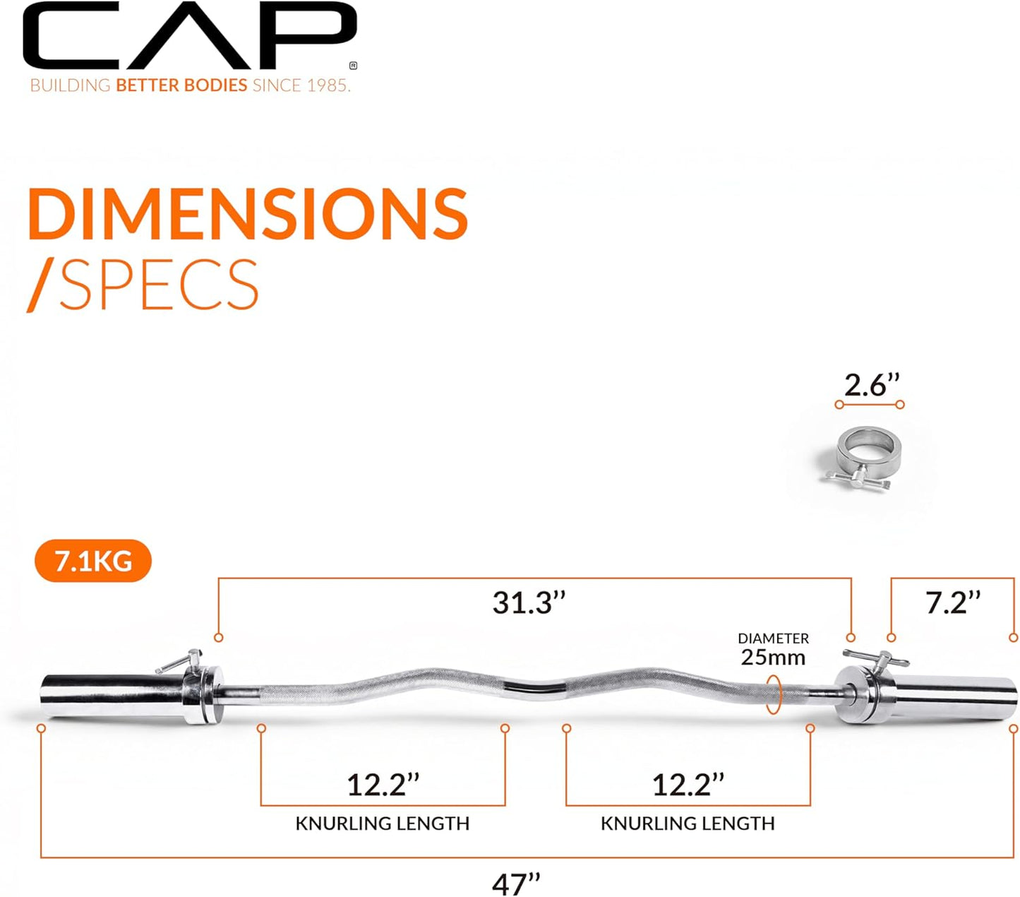47-Inch Olympic EZ Curl Bar for 2-Inch Weight Plates | Multiple Options