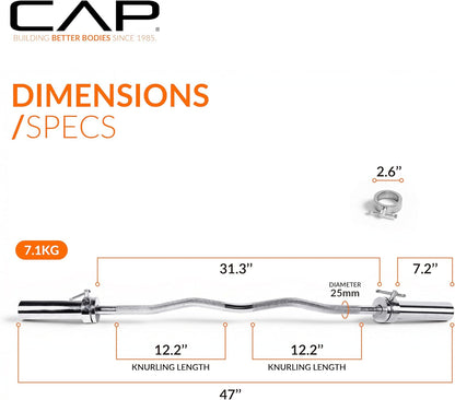 47-Inch Olympic EZ Curl Bar for 2-Inch Weight Plates | Multiple Options