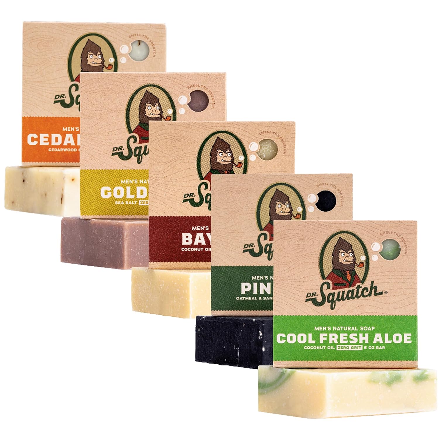 Ultimate Natural Bar Soap Gift Set for Men - Indulge in 5 Refreshing Scents: Rainforest Rapids, Coconut Castaway, Fresh Falls, Summer Citrus & Eucalyptus Greek Yogurt (5 Oz Each)